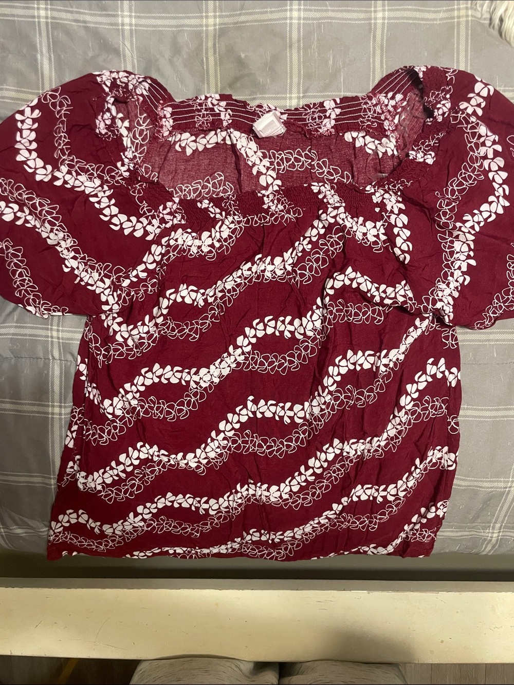 Hula Bay Women’s Burgundy Off-Shoulder Print Top